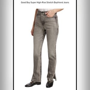 Good American Gray High-Rise Stretch Boyfriend Jeans. Sz 28